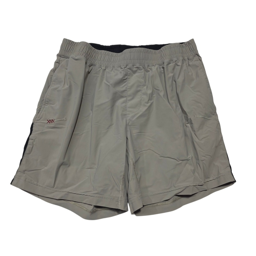 Rhone Mako Short Men L Greige Training Gym Athletic Performance Lined 7" Inseam